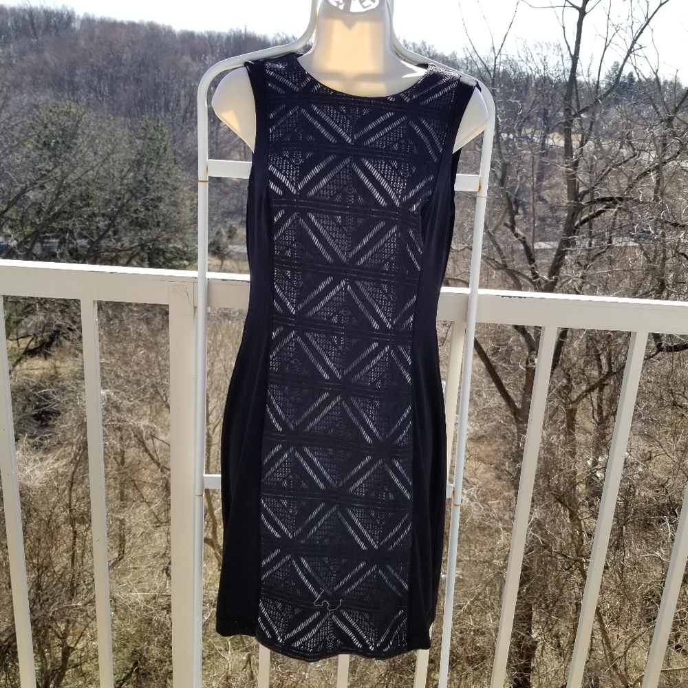 Vince Camuto Sheath Black Lace New Years Eve Cocktail Dress